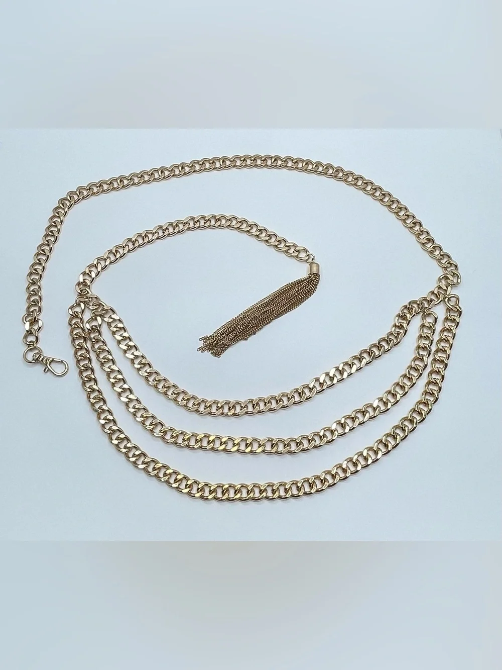 Gold Tone Multi Layer Chain Belt 38” Boho Statement Waist Hip Belt